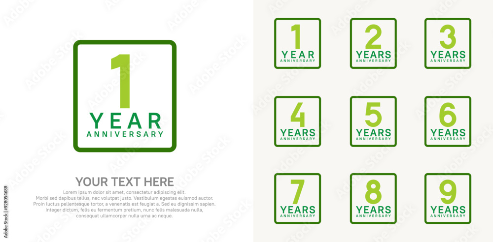 anniversary set logo style with green color in square for company celebration moment anniversary set logo style with green color in square for company celebration moment