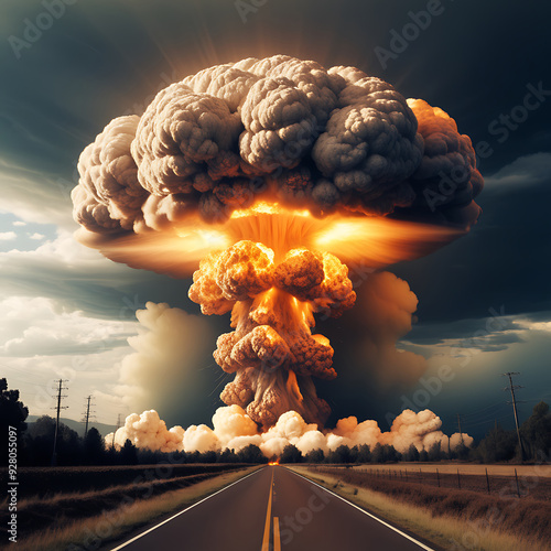 Nuclear Explosion picture image collage of huge smoke nuclear bom,