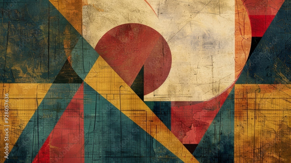 Naklejka premium Vintage abstract geometric shapes background. Geometric wallpaper