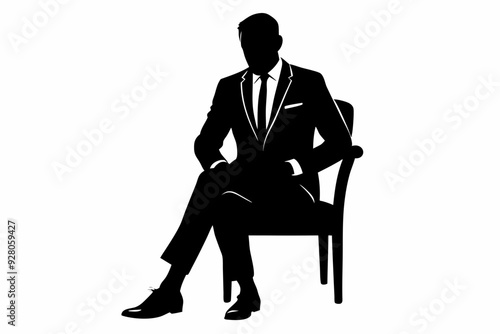 
A Professional business man sitting on chair silhouette vector illustration