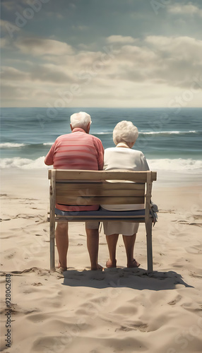 senior citizen couple walking on the beach retirement travel vacation ocean