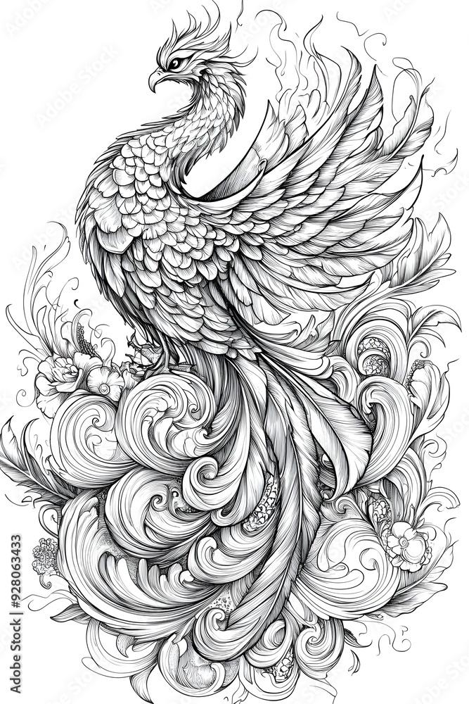 Fototapeta premium A tattoo drawing idea on a white background, featuring simple yet impactful designs. The clean lines and stark contrast create a visually striking effect, perfect for timeless and versatile artwork.