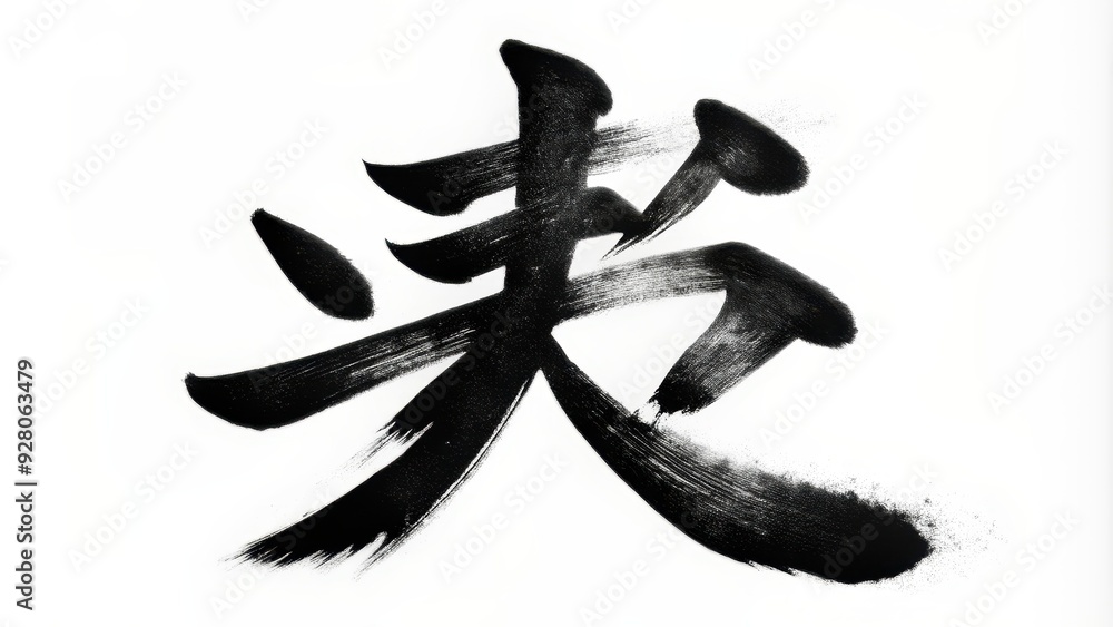 Japanese Kanji character written with an ink brush, symbolizing bond and connection , Japan, calligraphy, script Japanese Kanji character written with an ink brush, symbolizing bond and connection , Japan, calligraphy, script