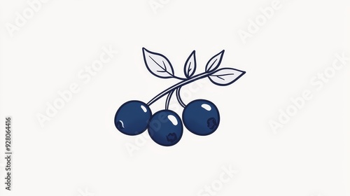 Fine line art of a blueberry, hand-drawn minimalist design, clean white background, emphasizing elegance and simplicity