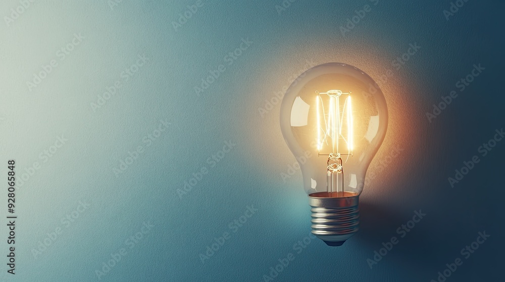 Aerial view of a light bulb with bright rays emitting, set against a minimalist background, symbolizing a breakthrough idea, room for copy. Aerial view of a light bulb with bright rays emitting, set against a minimalist background, symbolizing a breakthrough idea, room for copy.