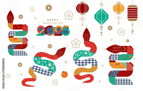 snake chinese element object for icon,sticker, decoration design