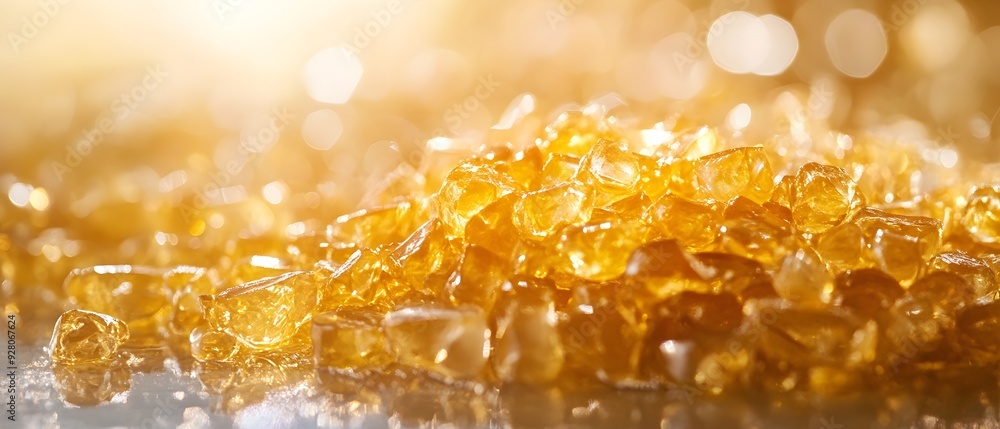 Captivating close up of a lightweight synthetic resin composition showcasing its intricate molecular structure golden amber hues and mesmerizing organic texture