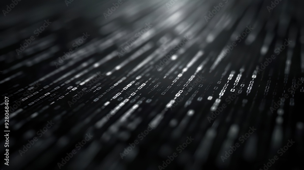 Abstract Digital Data Stream with Binary Code on a Dark Background Representing Technology and Information Flow Abstract Digital Data Stream with Binary Code on a Dark Background Representing Technology and Information Flow