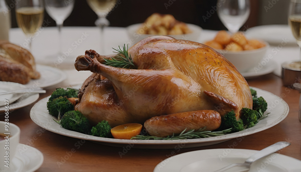 roast turkey on a table roast turkey on a table