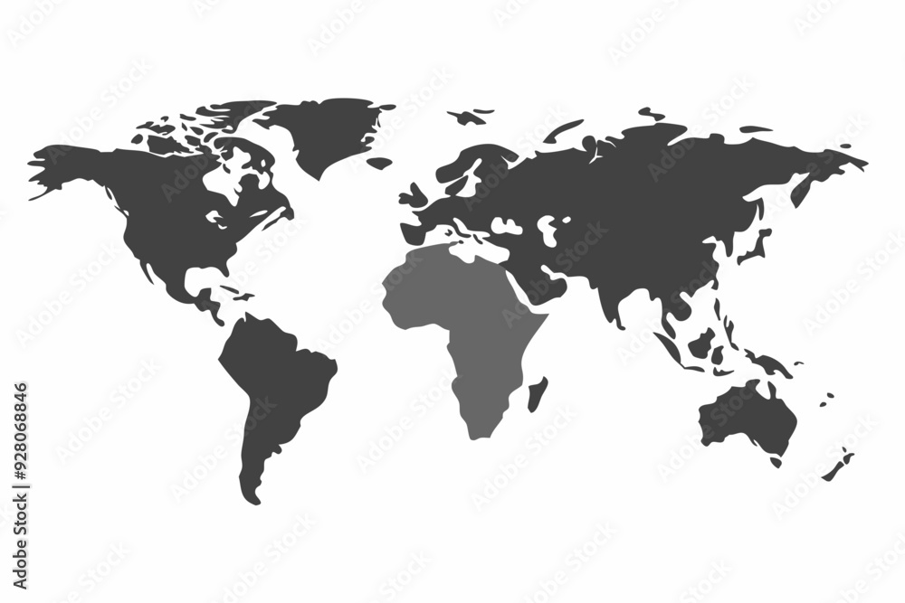 Fototapeta premium Grey world map with borders of states. Isolated world map on white background. Vector illustration.