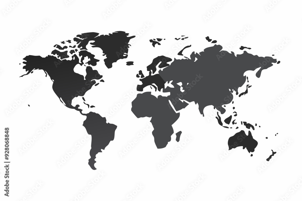 Grey world map with borders of states. Isolated world map on white background. Vector illustration.
Grey world map with borders of states. Isolated world map on white background. Vector illustration.