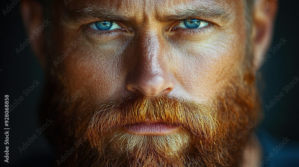 Close-up Portrait of a Man with a Red Beard and Blue Eyes Close-up Portrait of a Man with a Red Beard and Blue Eyes