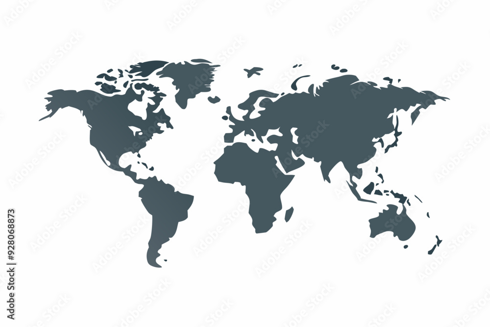 Naklejka premium Grey world map with borders of states. Isolated world map on white background. Vector illustration.