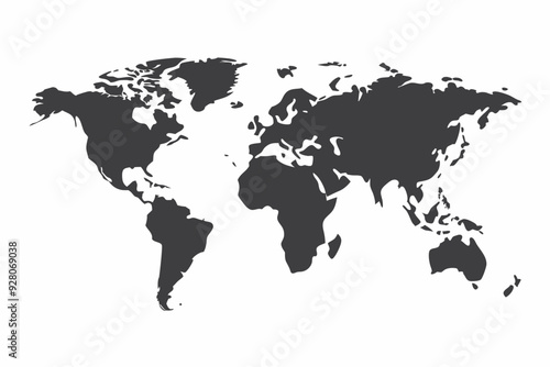Grey world map isolated on white background. World vector illustration


