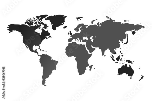 Grey world map isolated on white background. World vector illustration

