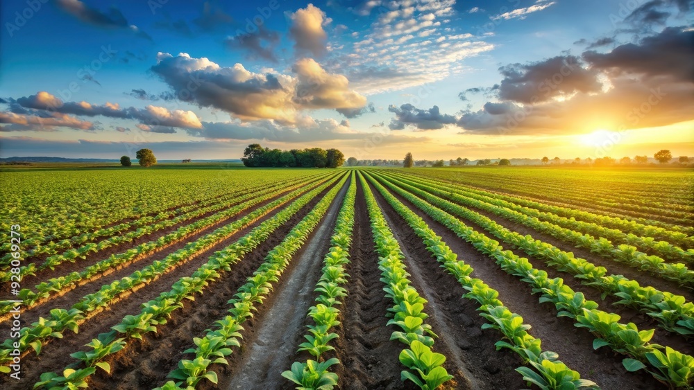 Agriculture crops growing in the field, farmland, farm, growth, harvest, agriculture, rural, plants, nature, countryside Agriculture crops growing in the field, farmland, farm, growth, harvest, agriculture, rural, plants, nature, countryside