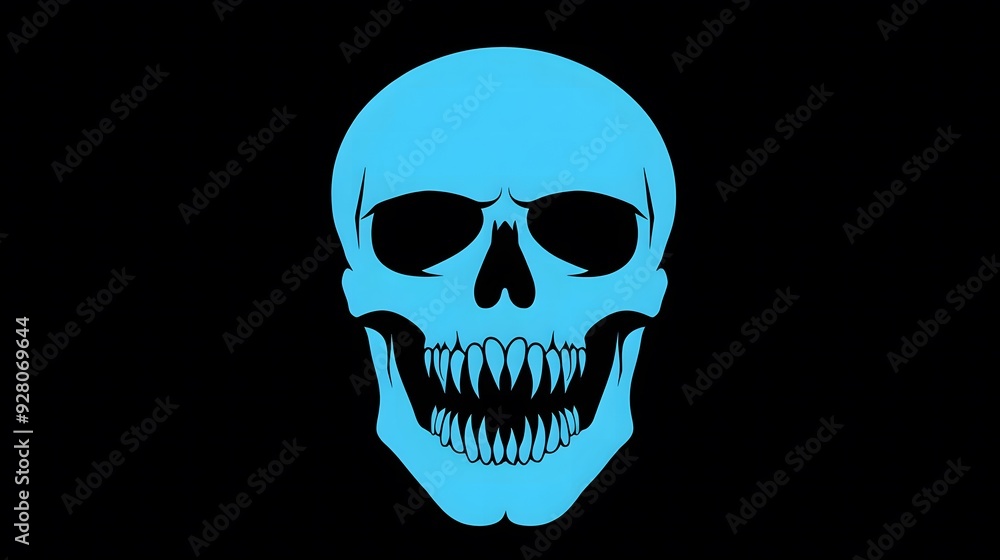 Simple Blue Skull Icon with Fangs on Black Background
Simple Blue Skull Icon with Fangs on Black Background