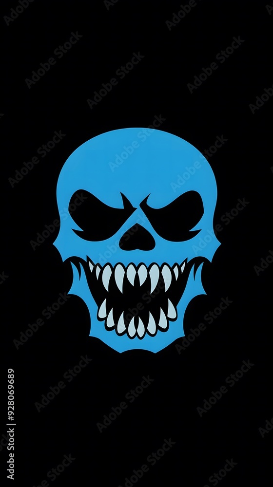 Simple Blue Skull Icon with Fangs on Black Background
Simple Blue Skull Icon with Fangs on Black Background