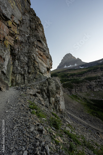 Empty Highline Trail Winds Up to Logan Pass