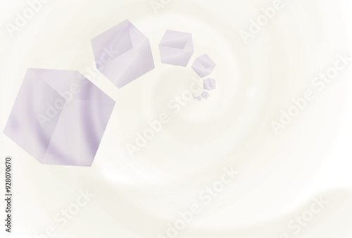 シンプルなマーブルの模様と透明なキューブ