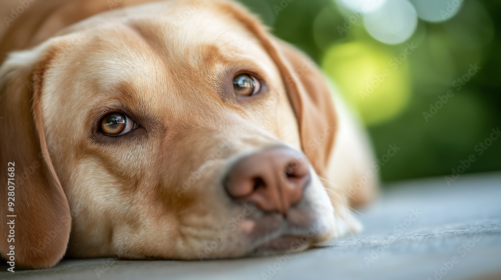 laying down ground sad expression labrador glossy yellow prime lens honey colored eyes emote face absurdly dipstick tail medium closeup magnified worried laying down ground sad expression labrador glossy yellow prime lens honey colored eyes emote face absurdly dipstick tail medium closeup magnified worried