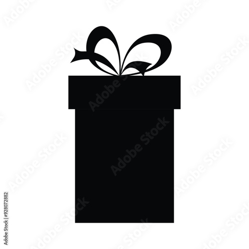 gift icon, gift box with ribbon , present, cadeau, black and white