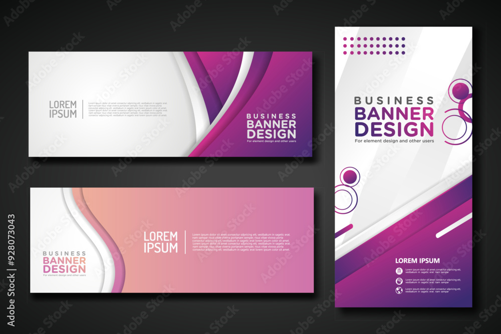 Fototapeta premium Set modern abstract banners for corporate concept, element design. Vector illustration
