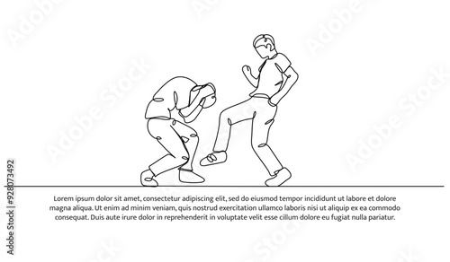 Continuous one line design of bullying in school. Minimalist style vector illustration on white background.