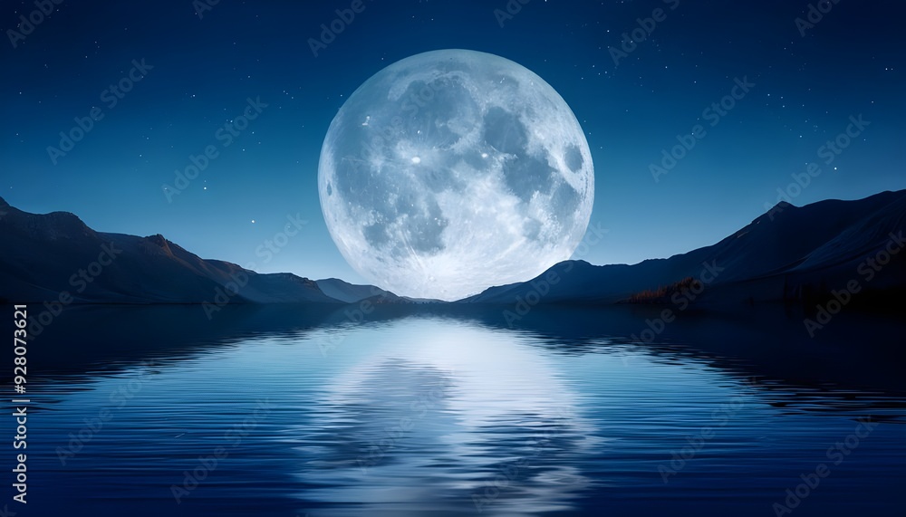 Full moon on night lake background. Full moon on night lake background.