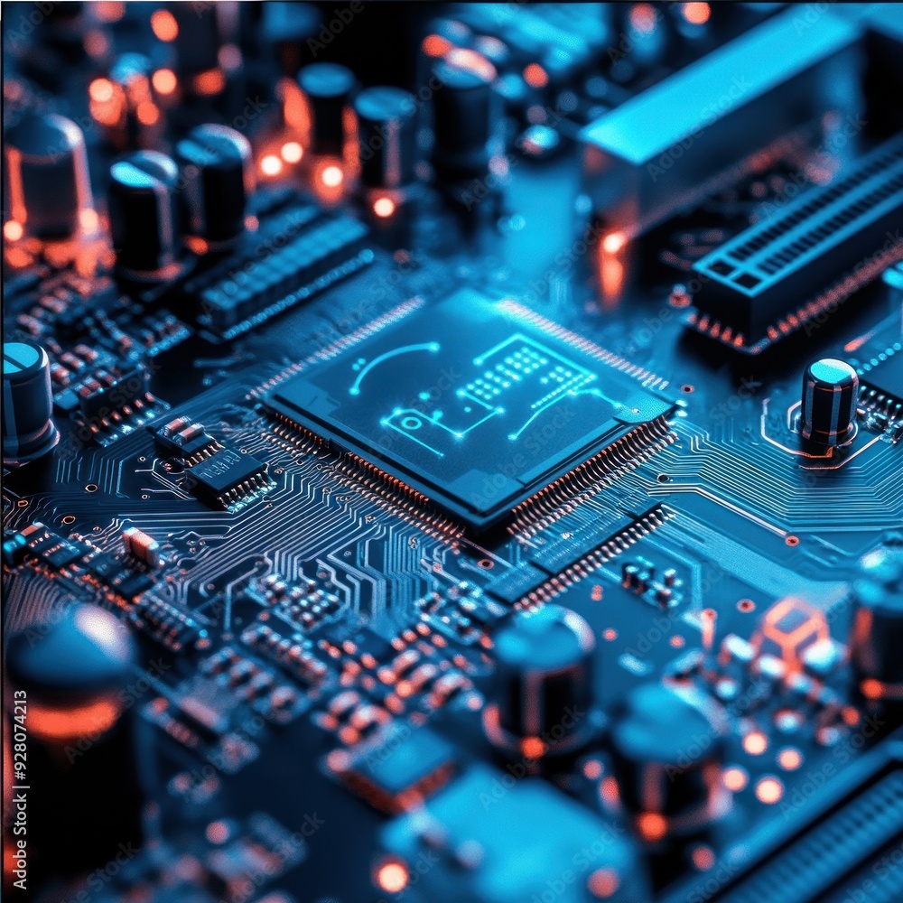 Close-up of a Circuit Board with a Chip Close-up of a Circuit Board with a Chip