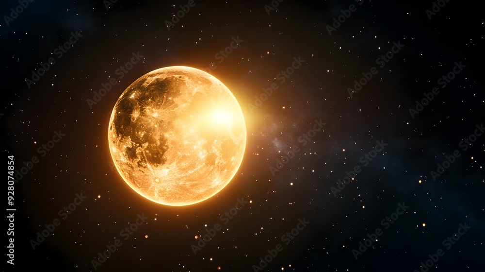 Fototapeta premium Stunning Supermoon In Enchanting Celestial Landscape At Night