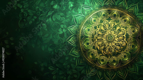 Green islamic background with mandala