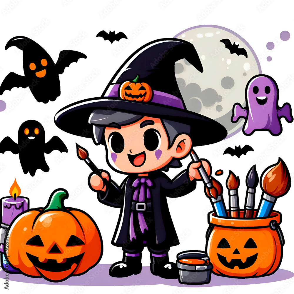 halloween pumpkin and witch halloween pumpkin and witch
