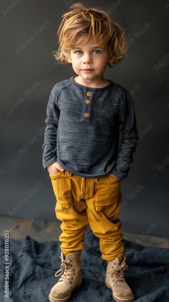Portrait of a Stylishly Dressed Young Boy in a Casual Yet Fashionable Outfit Portrait of a Stylishly Dressed Young Boy in a Casual Yet Fashionable Outfit