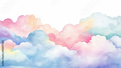 Whimsical Weather Animation Style Frame. Watercolor Cloud Concept