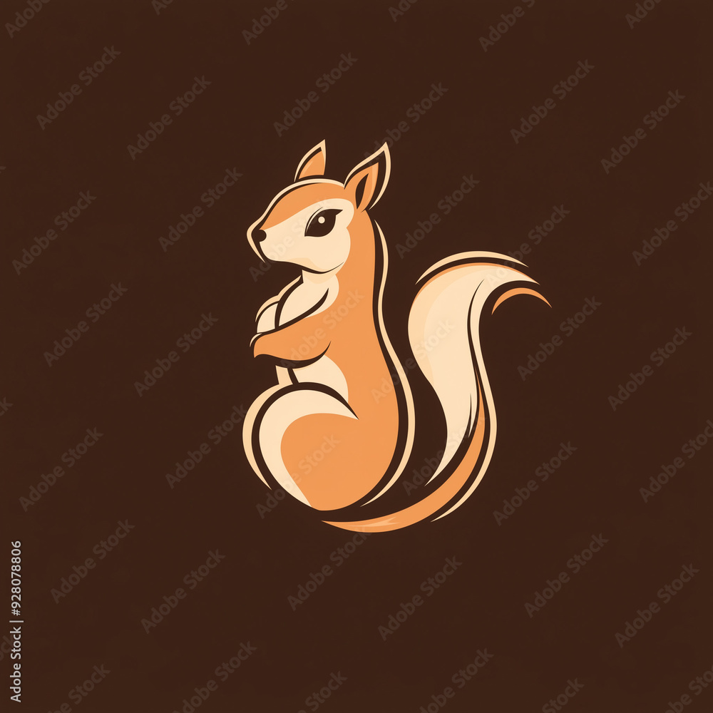 Playful Curious Squirrel Logo with Lively Lines in a Light Playful Curious Squirrel Logo with Lively Lines in a Light