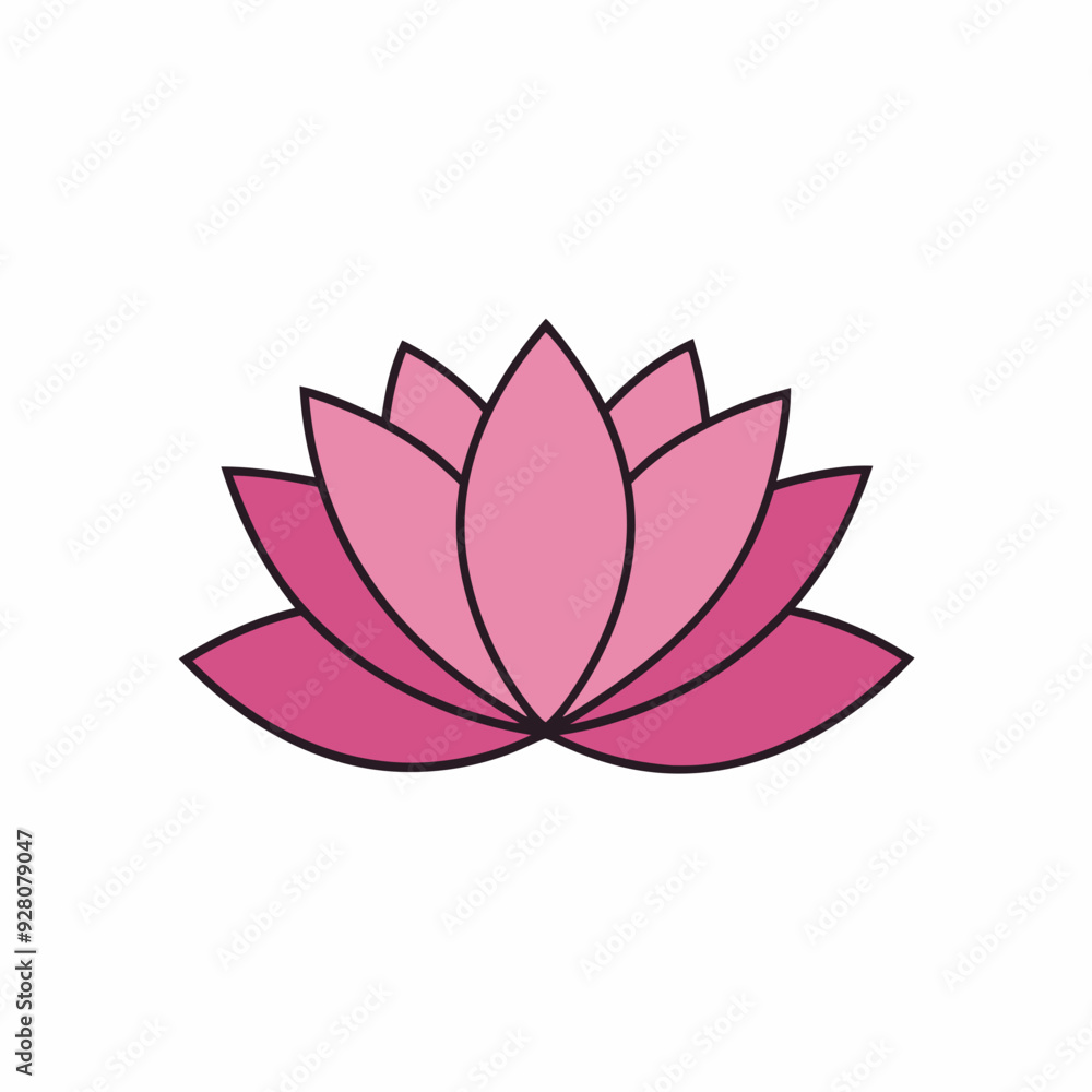 Fototapeta premium lotus flower vector illustration, Flowers vector art, lotus flower silhouette, lotus flower icon, lotus flower line art,eps, black and white lotus
