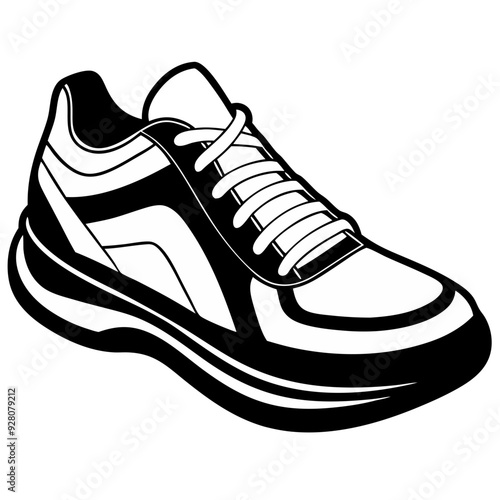 black and white sport shoe vector isolated no background