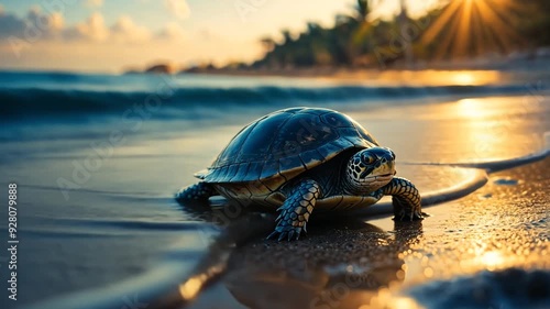 Baby Turtle at beach photo