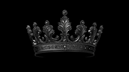 Black crown standing on black background representing power and elegance