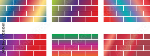 Brick wall icons trendy flat line art style vectors.
