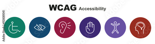 WCAG Accessibility Single Stroke Icon Sets with background colors