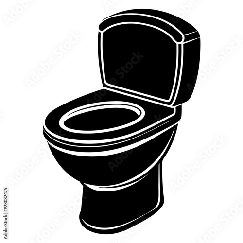 Toilet bowl isolated on white, Toilet bowl vector art, Toilet bowl silhouette, Toilet bowl icon, Toilet bowl line art,eps, black and white Toilet bowl
