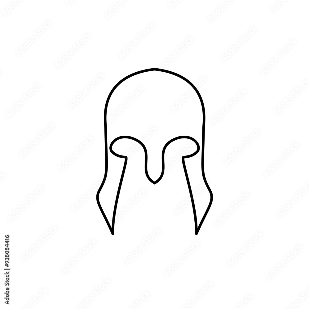 Spartan helmet outline logo icon vector illustration
