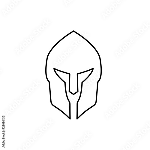 Spartan helmet outline logo icon vector illustration
