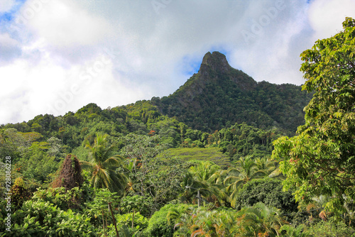 Foto Rarotonga landscape vista of tropical jungle and mountains