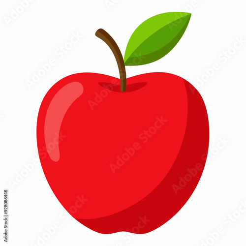 Red apple with leaves isolated on white, red apple vector illustration, fruti vector art, red apple silhouette, food icon, apples line art, eps