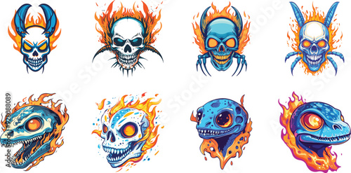 Wallpaper Mural animal head vector with burning fire Torontodigital.ca