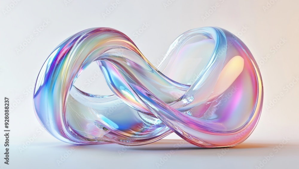 3D rendering of an abstract glass shape with rainbow colors. 3D rendering of an abstract glass shape with rainbow colors.