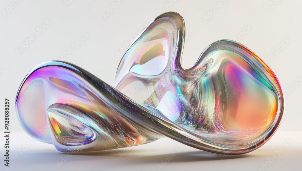 3D rendering of an abstract glass shape with rainbow colors. 3D rendering of an abstract glass shape with rainbow colors.